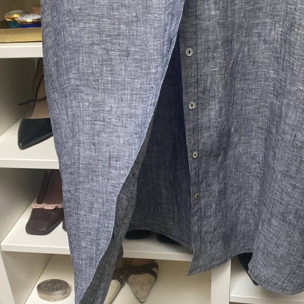 Tahari - Gray Linen Button-Down Dress!  Like NEW. Size S. - Picture 9 of 15